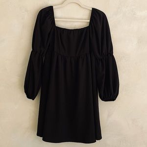 Square Neck Dress with Long Puff Sleeve